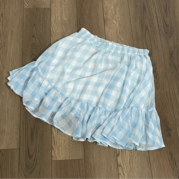 Toby Heart Ginger | blue and‎ white gingham tiered ruffle mini skirt - Picture 5 of 9